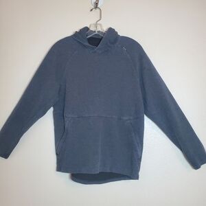 Lululemon Mens Hoodie At Ease Textured Gray Pullover Double Knit Zip Pocket SZ S